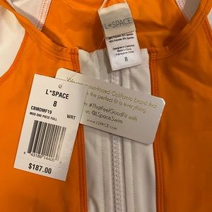 L*Space Orange and White One Piece Swimsuit